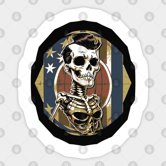 Fun Patriotic Rockabilly Skeleton Sticker by CGI Studios